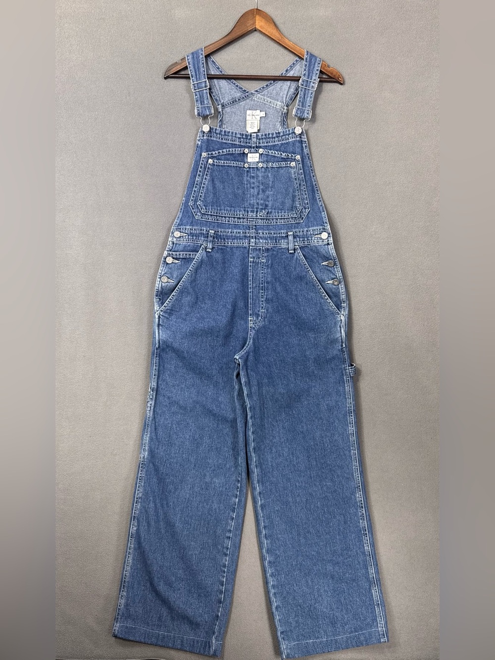 Vintage 90’s Calvin Klein Jeans Double Stone Wash Denim Straight Leg Overalls, M